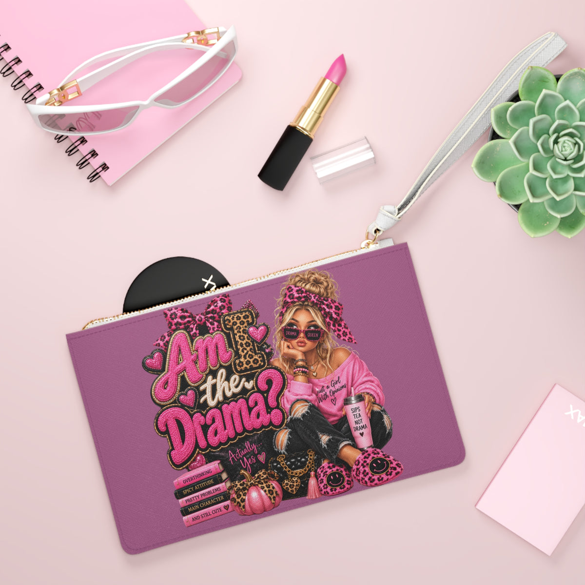 Am I the Drama? Pink Glam Girl Clutch Bag