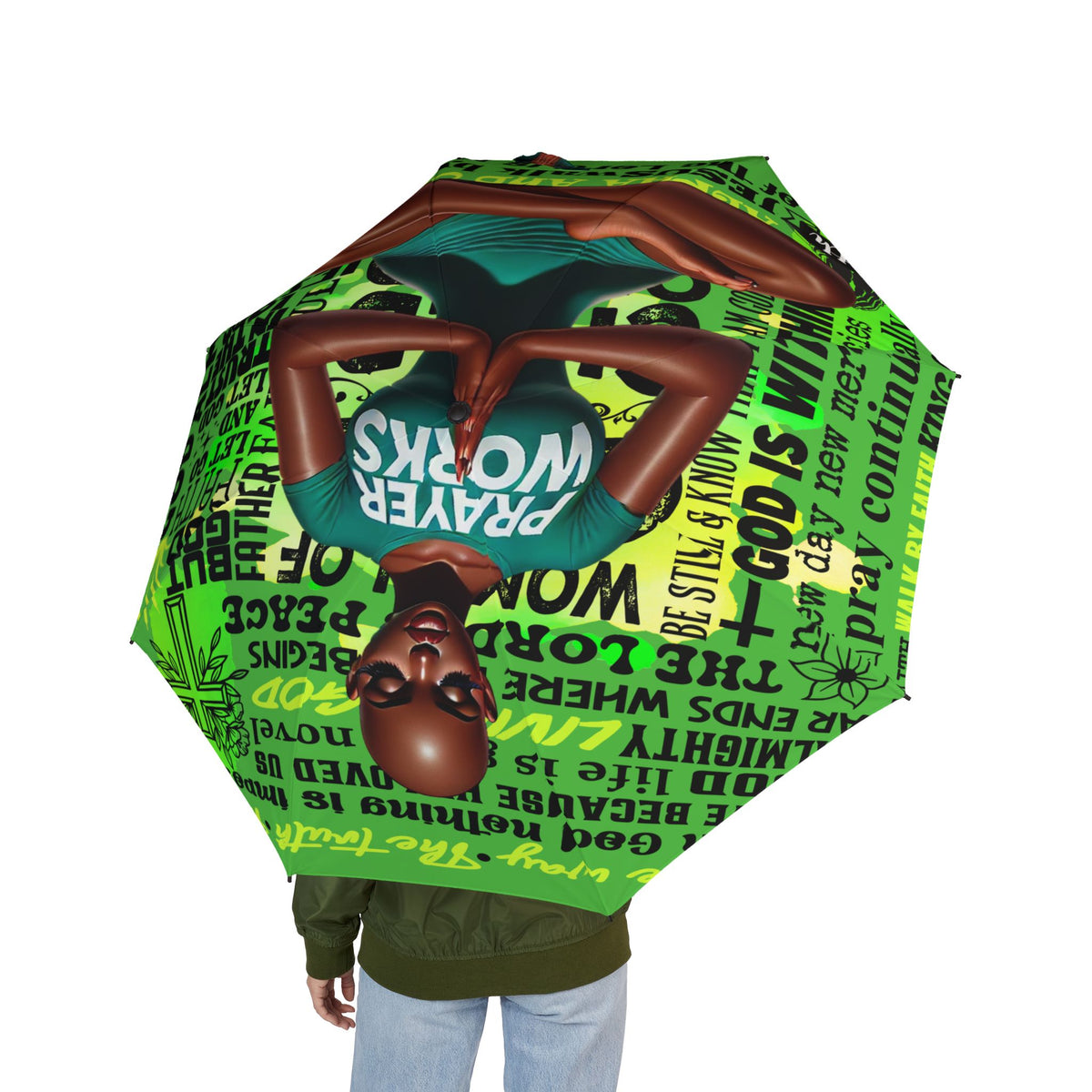 Prayer Works umbrella | Foldable rain umbrella with inspirational typography