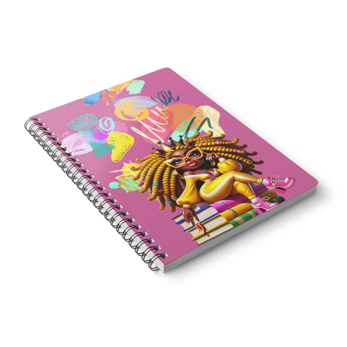 Afro Queen Illustration Wirobound Notebook | A5 Spiral Journal