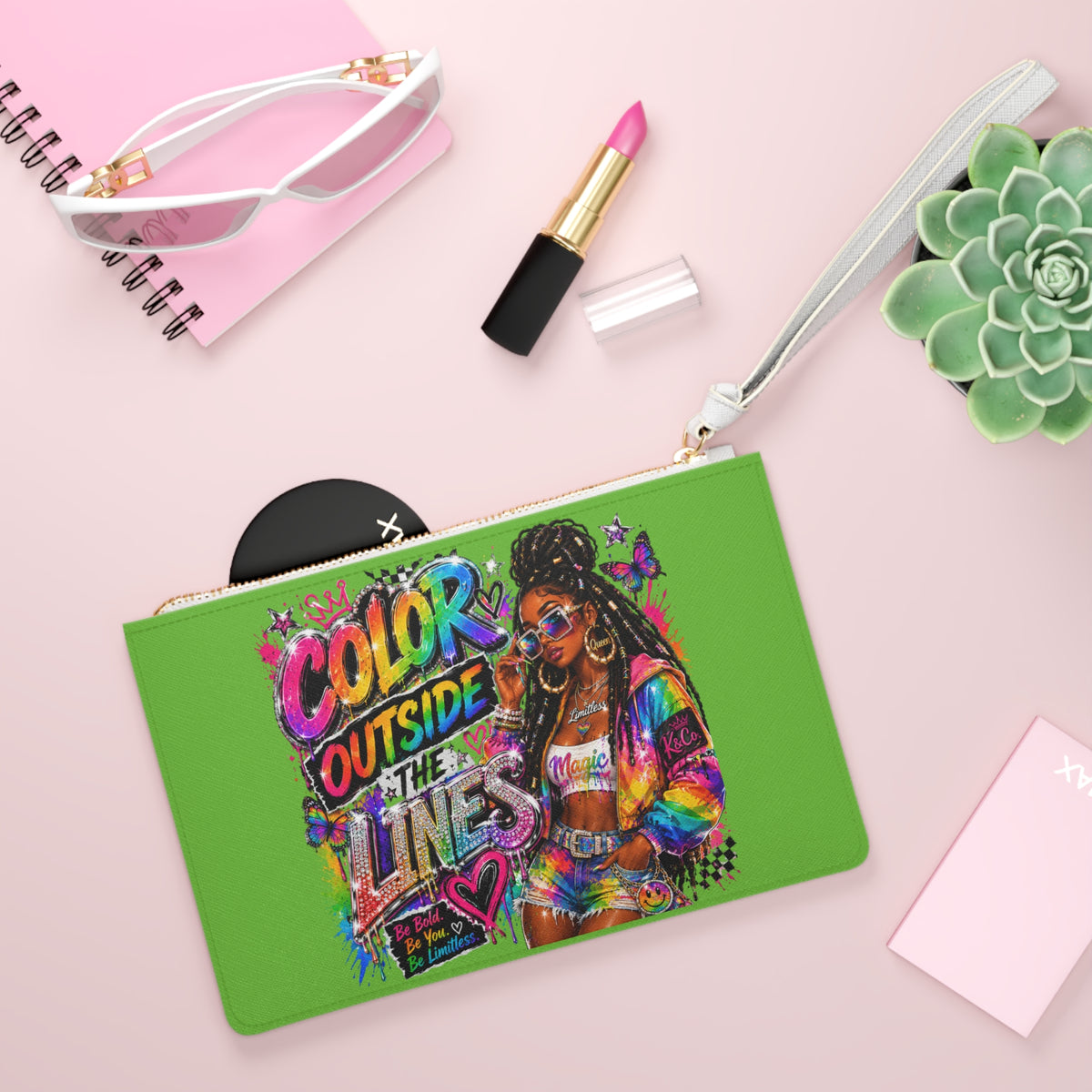 Color Outside the Lines Inspirational Art Clutch Bag