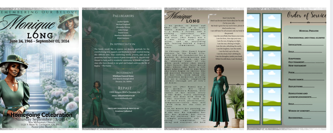 4 Page Obituary Program