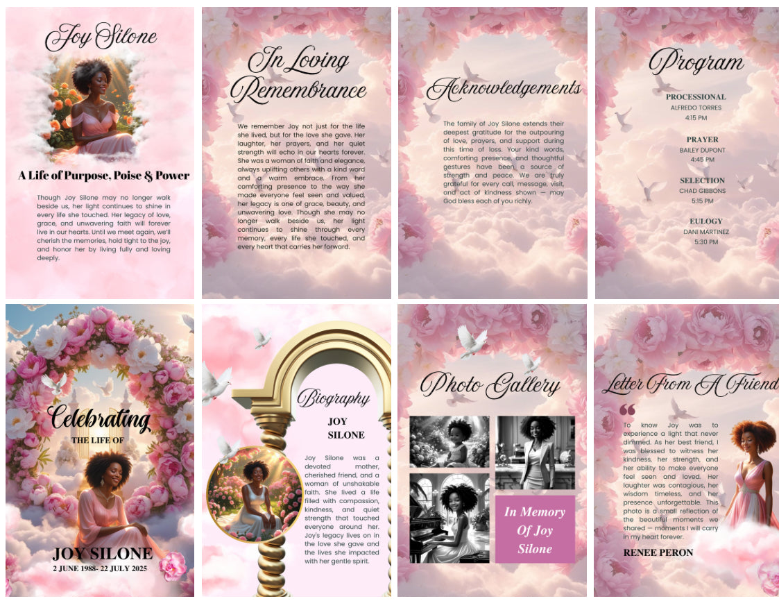10 Page Obituary Program