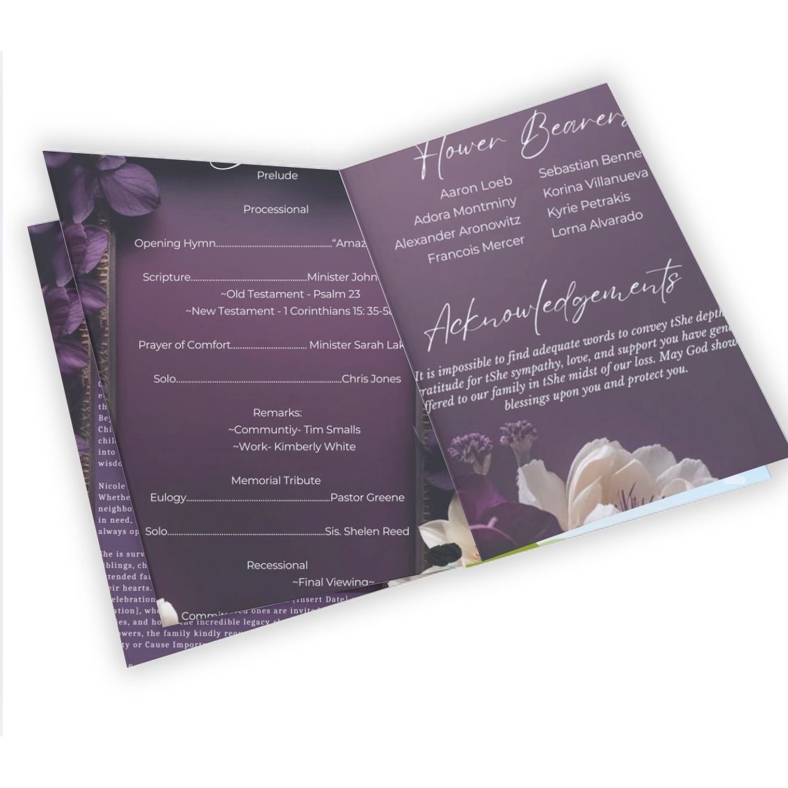 4 Page Obituary Program