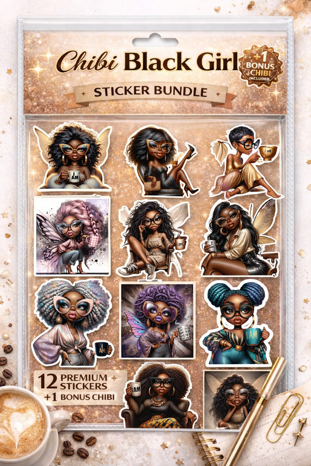 12 pack Chibi Sticker Bonus set