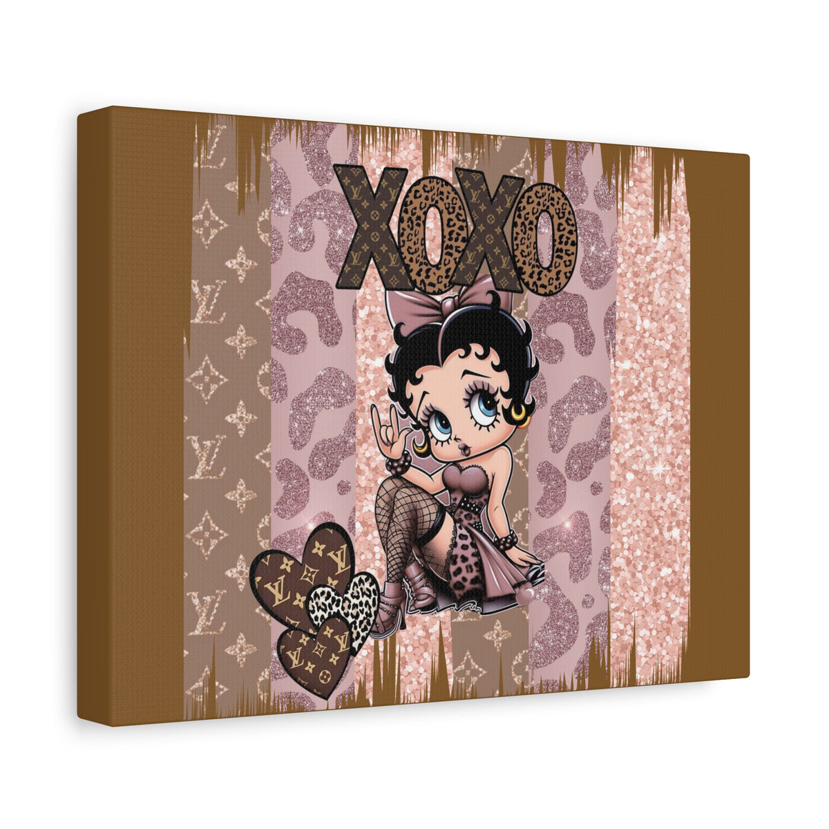 Betty Boop XOXO Leopard Hearts Canvas | Matte Stretched Wall Art