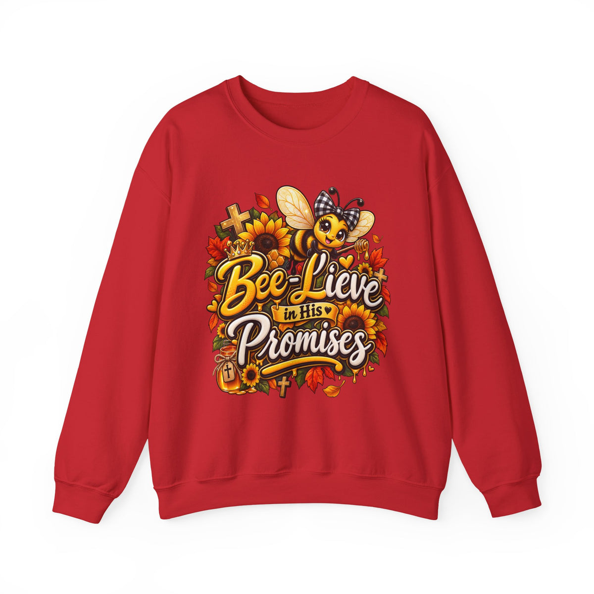 Bee-lieve in His Promises Christian Floral Bee Sweatshirt