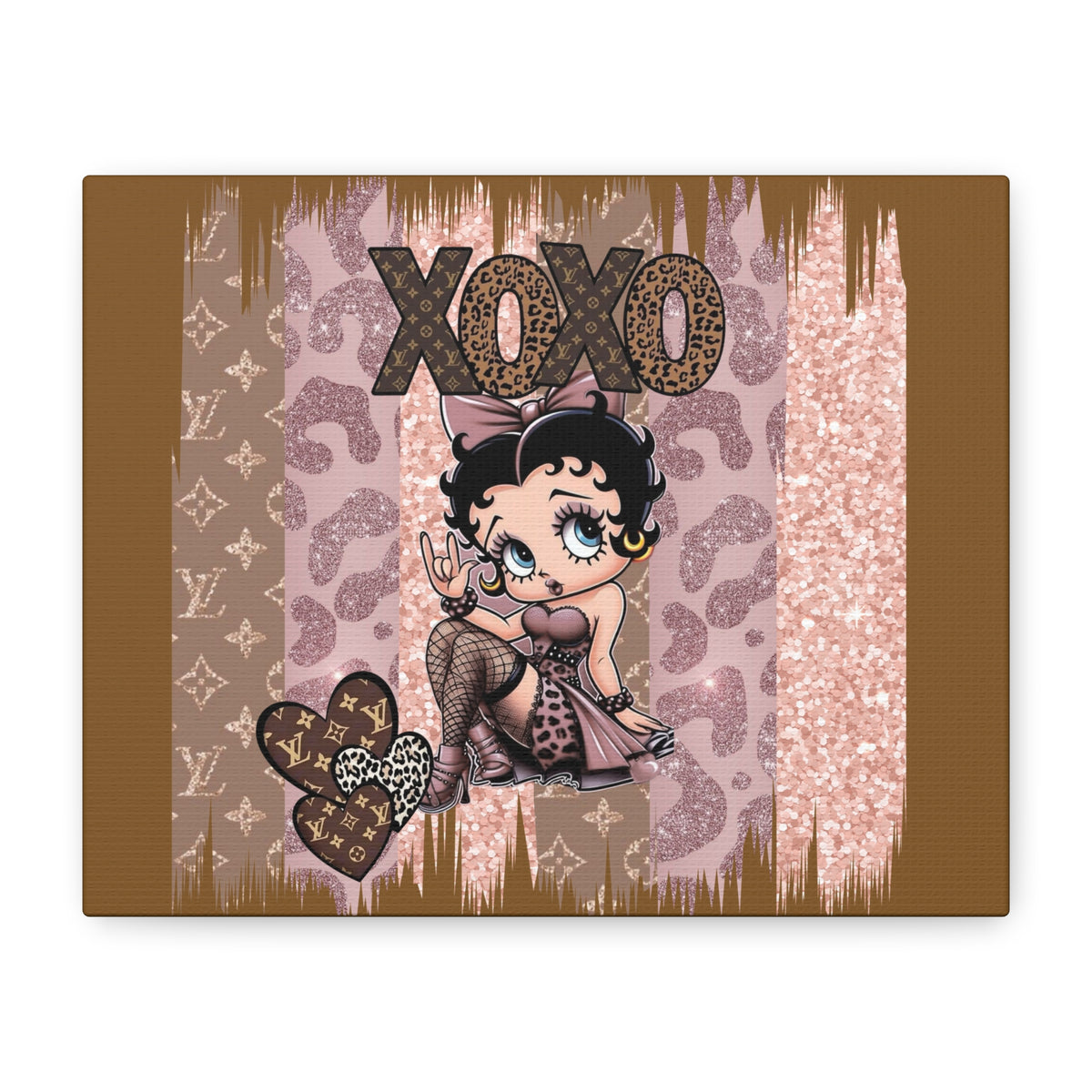 Betty Boop XOXO Leopard Hearts Canvas | Matte Stretched Wall Art