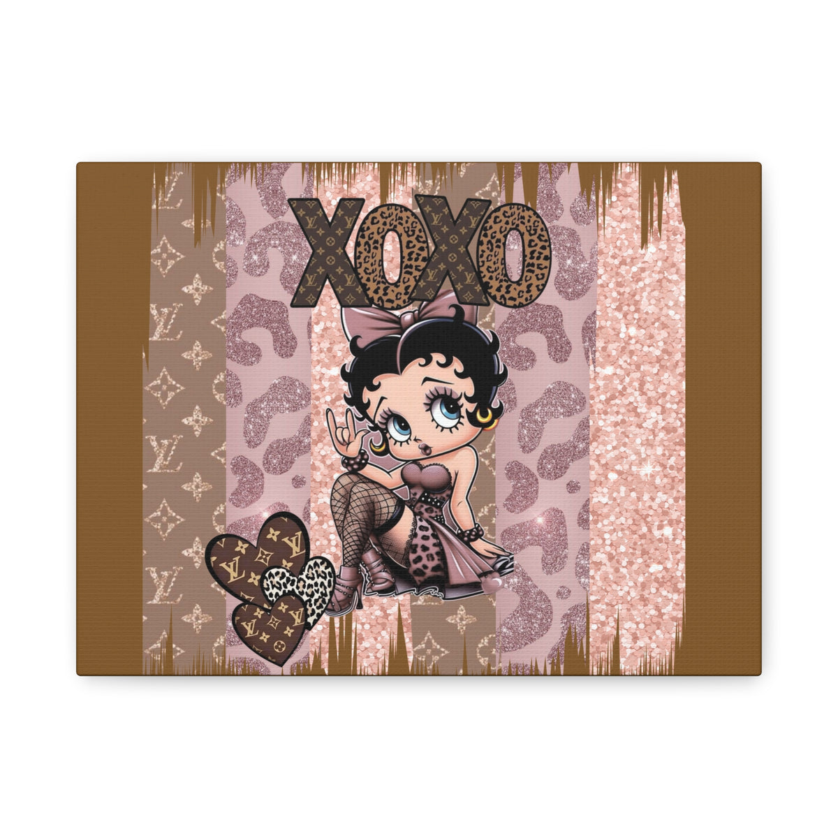 Betty Boop XOXO Leopard Hearts Canvas | Matte Stretched Wall Art