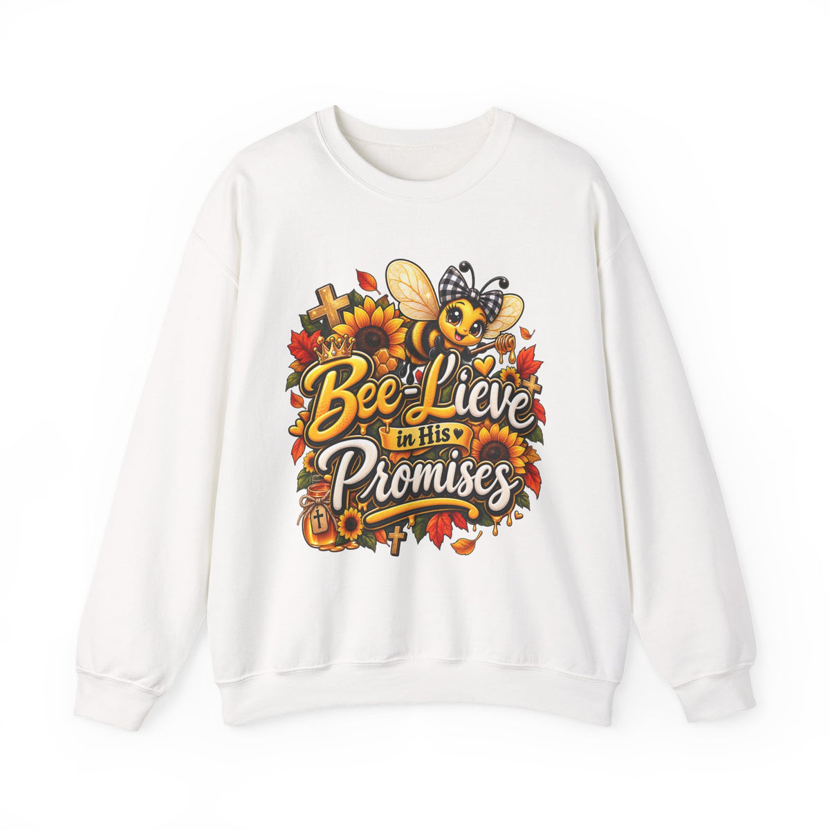 Bee-lieve in His Promises Christian Floral Bee Sweatshirt