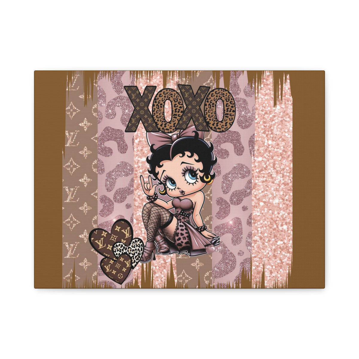 Betty Boop XOXO Leopard Hearts Canvas | Matte Stretched Wall Art