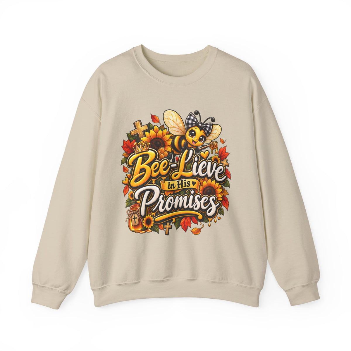Bee-lieve in His Promises Christian Floral Bee Sweatshirt
