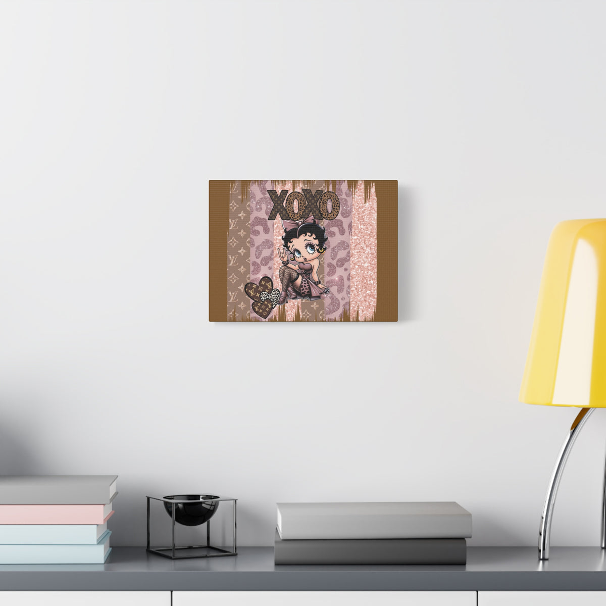 Betty Boop XOXO Leopard Hearts Canvas | Matte Stretched Wall Art