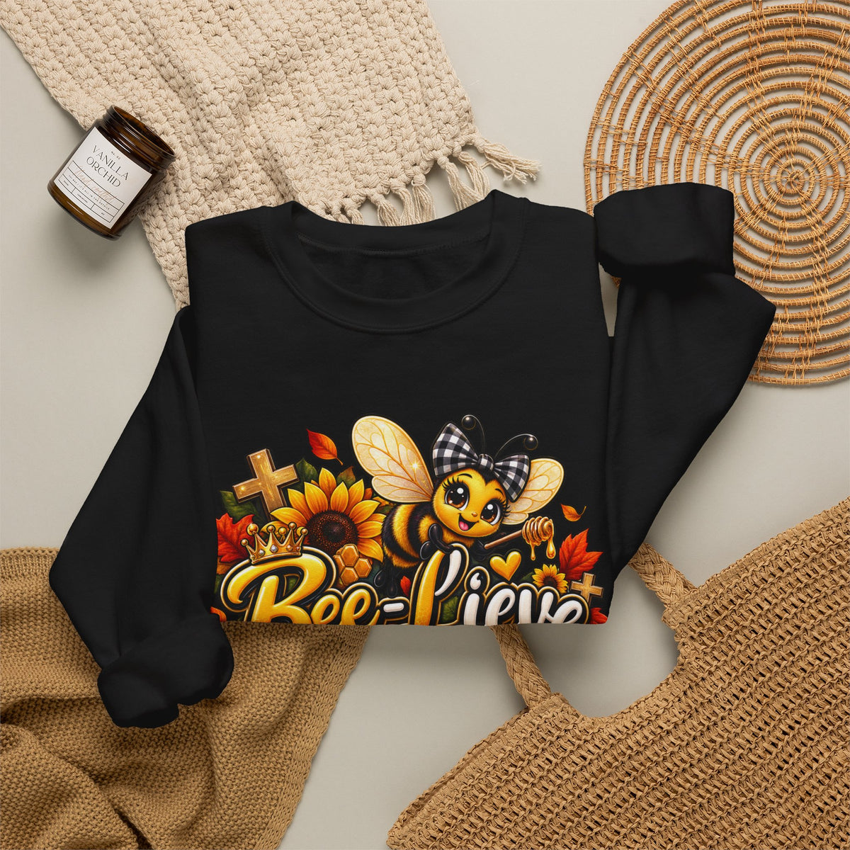 Bee-lieve in His Promises Christian Floral Bee Sweatshirt