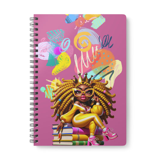 Afro Queen Illustration Wirobound Notebook | A5 Spiral Journal