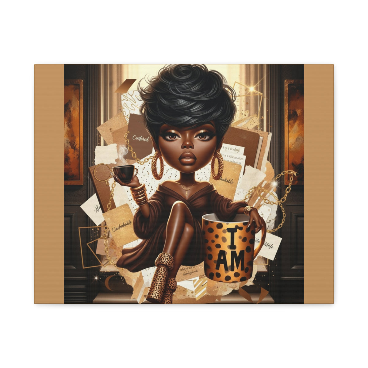 Afro Chic Woman Illustration Canvas | Matte Stretched Wall Art