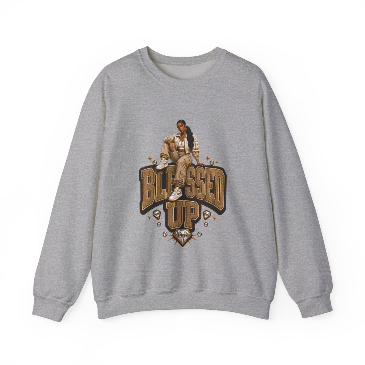 Blessed Up sweatshirt | Hip Hop Prayer Typography Crewneck