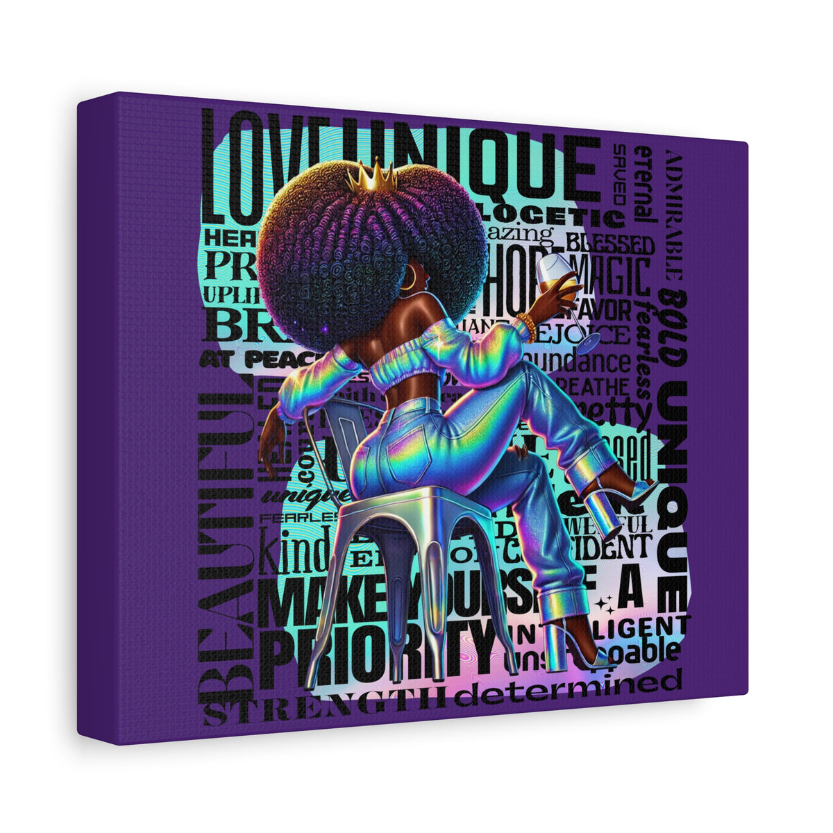 Empowered Black Girl Art Canvas | Matte Stretched Canvas