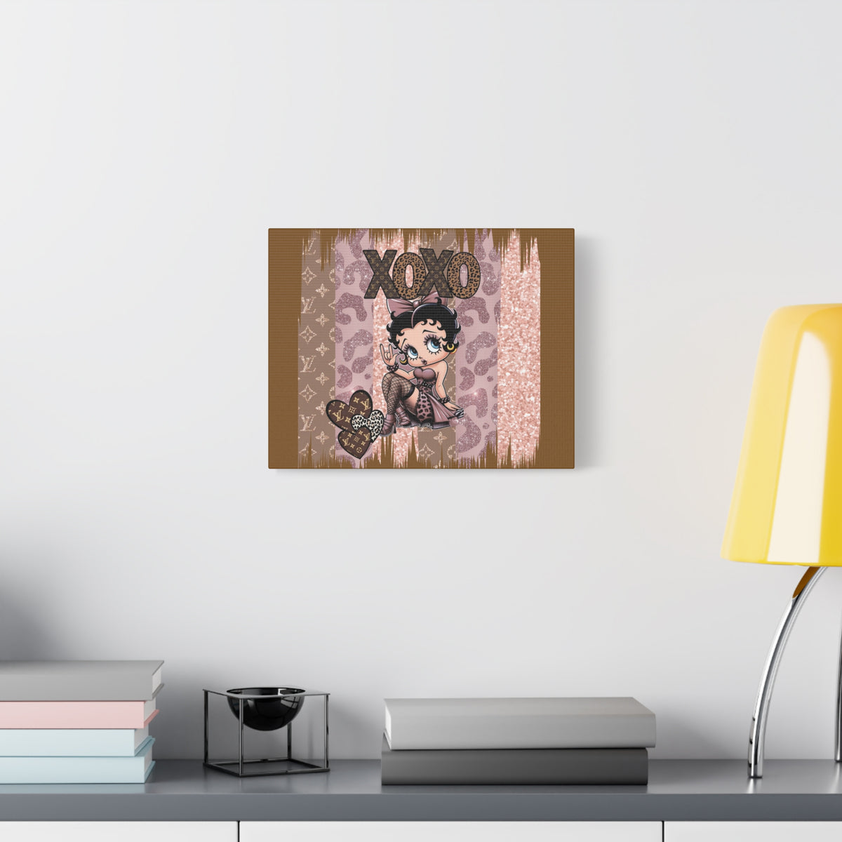 Betty Boop XOXO Leopard Hearts Canvas | Matte Stretched Wall Art