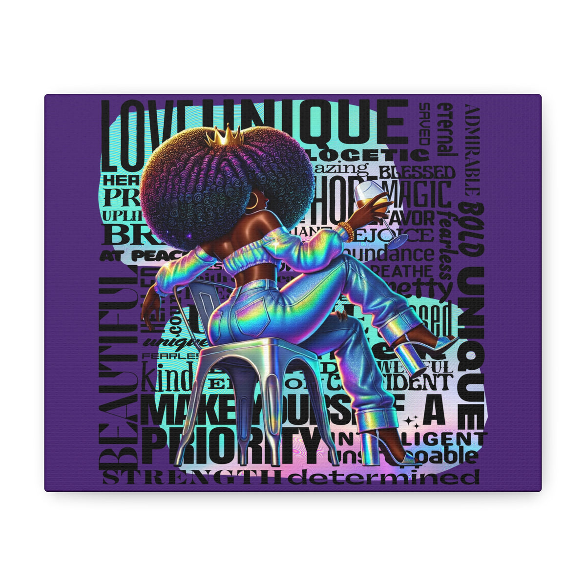 Empowered Black Girl Art Canvas | Matte Stretched Canvas