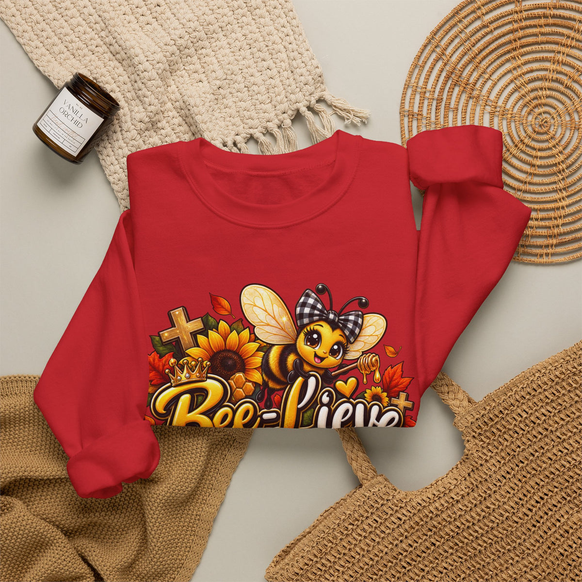 Bee-lieve in His Promises Christian Floral Bee Sweatshirt