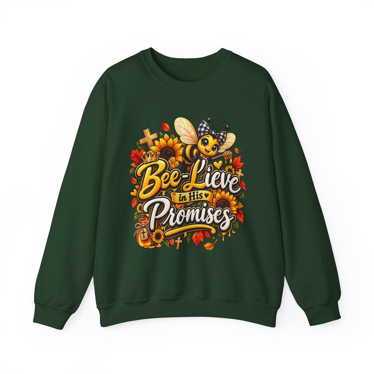 Bee-lieve in His Promises Christian Floral Bee Sweatshirt