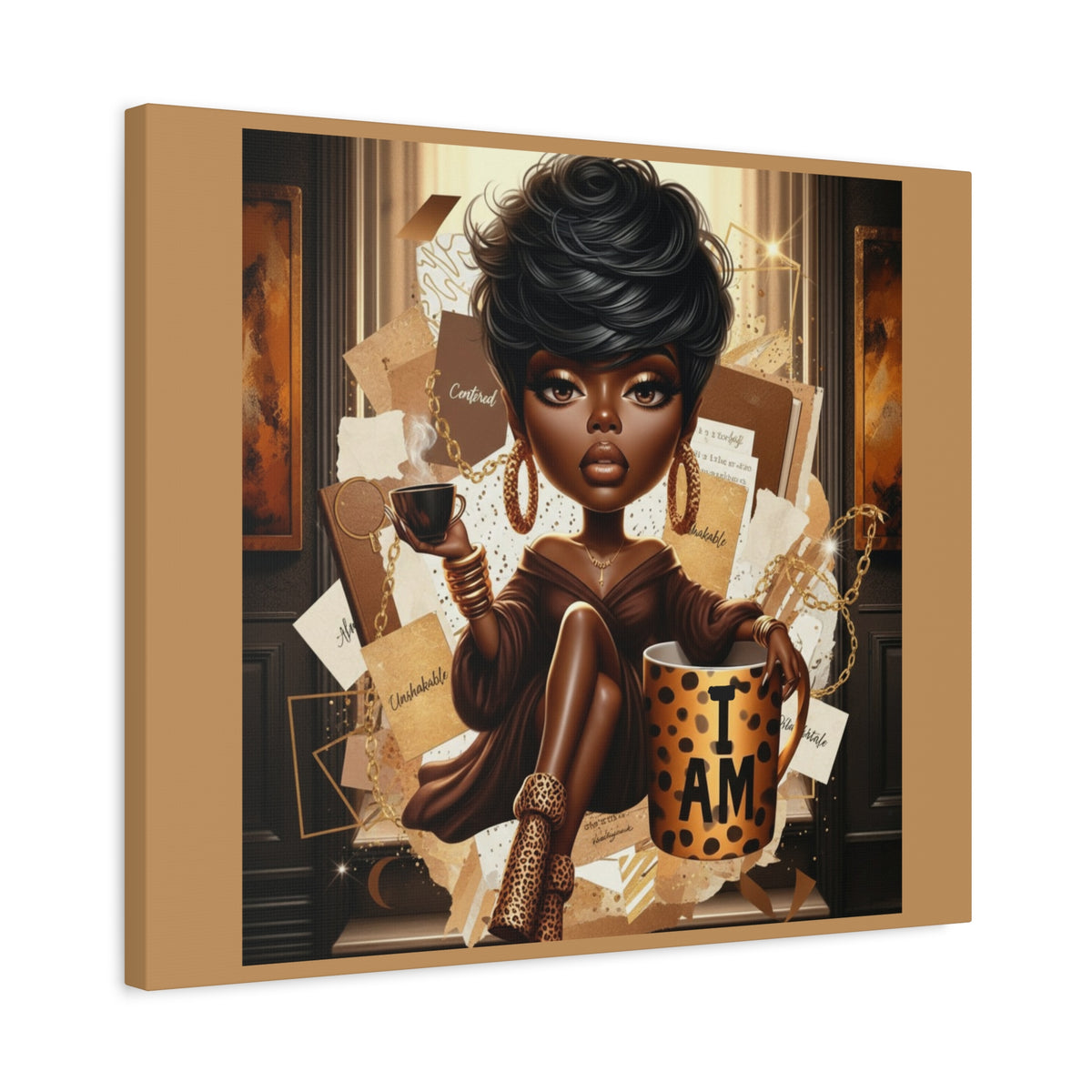 Afro Chic Woman Illustration Canvas | Matte Stretched Wall Art