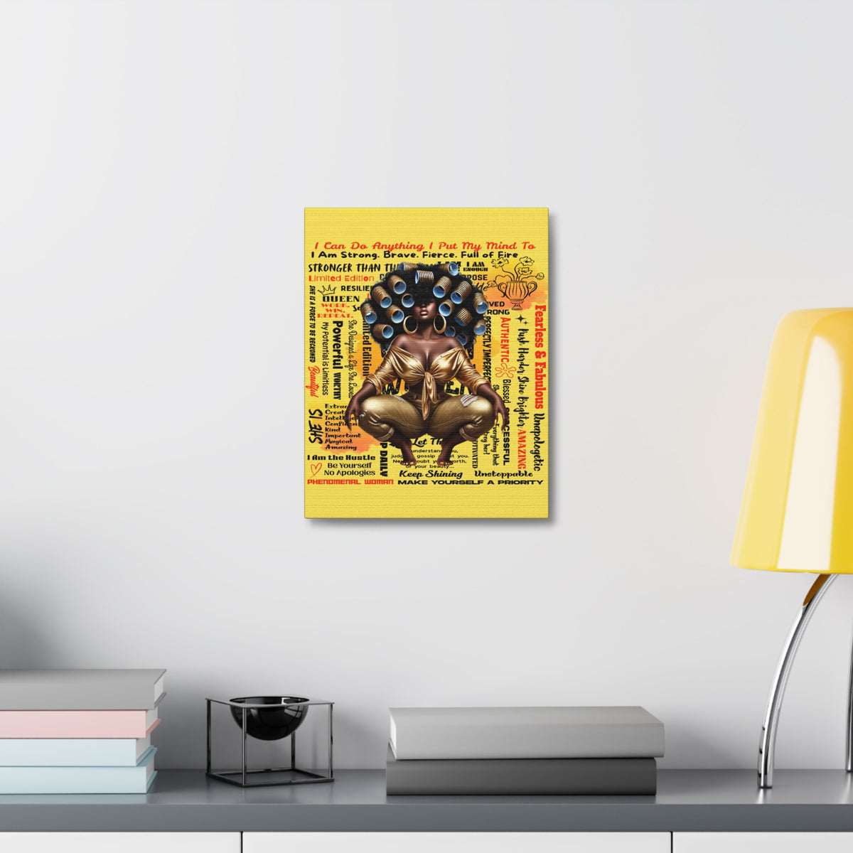 Afro Queen Affirmations Stretched Canvas | Inspirational Black Woman Wall Art