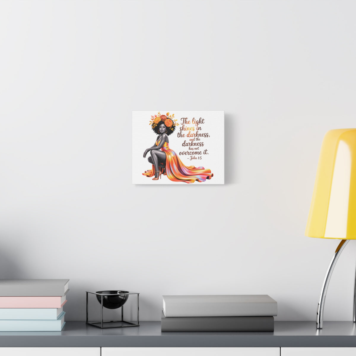 Afrocentric Woman with Scripture John 1:5 Matte Canvas