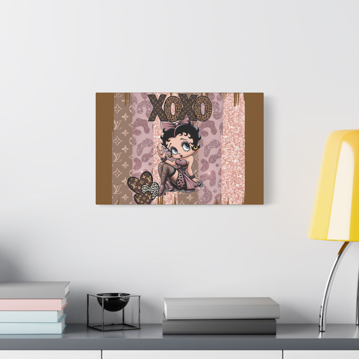 Betty Boop XOXO Leopard Hearts Canvas | Matte Stretched Wall Art