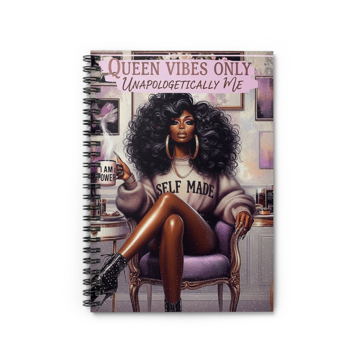 Queen Vibes Only Self Made Spiral Notebook | Ruled Journal