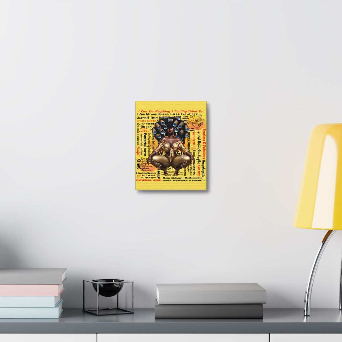 Afro Queen Affirmations Stretched Canvas | Inspirational Black Woman Wall Art
