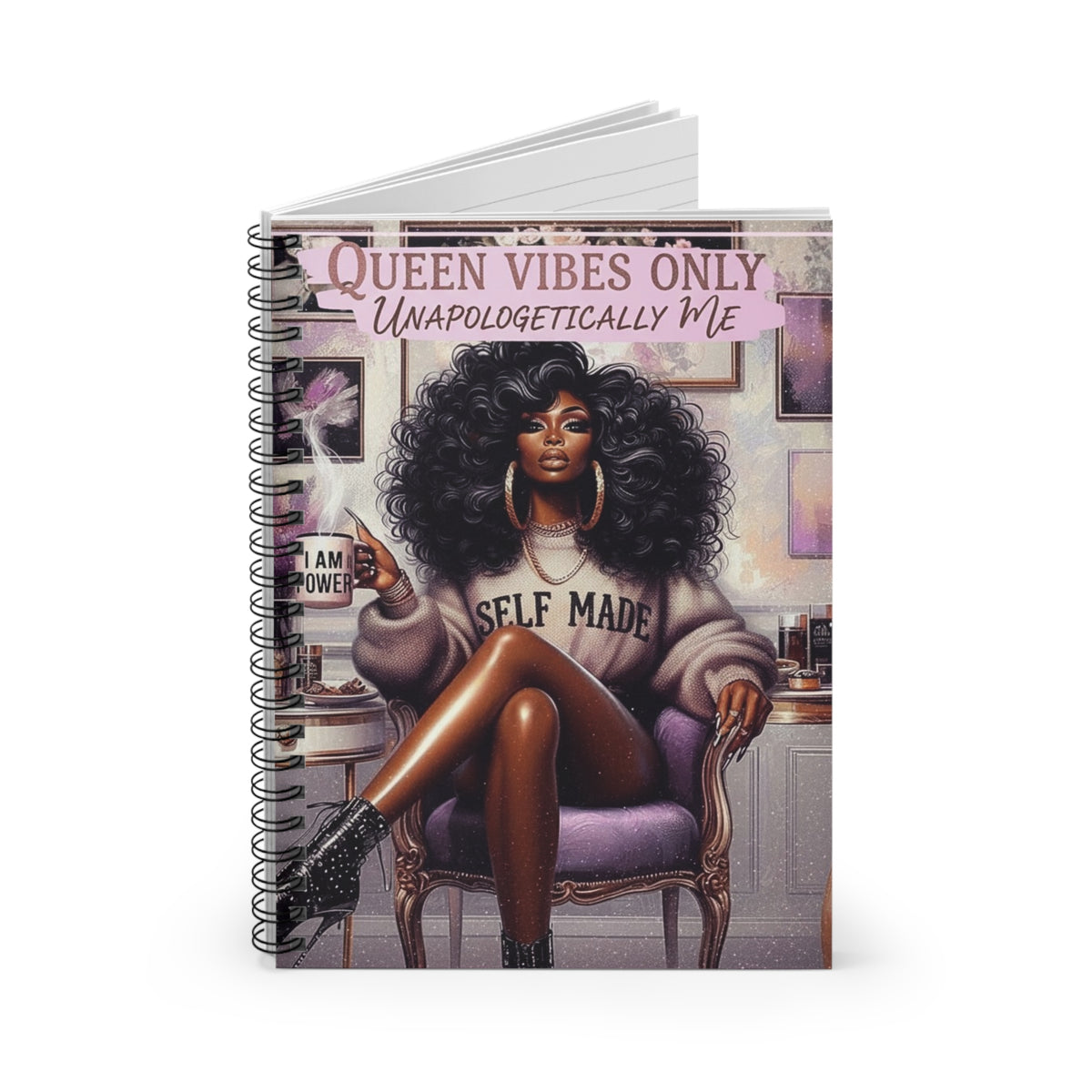 Queen Vibes Only Self Made Spiral Notebook | Ruled Journal