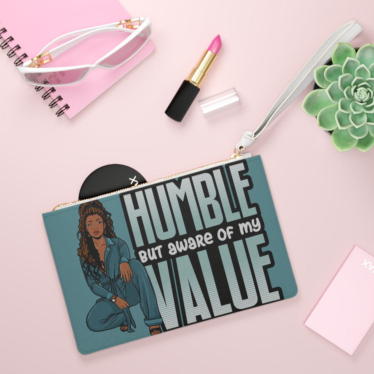 Humble But Aware Of My Value Clutch Bag | Empowerment Statement Wristlet