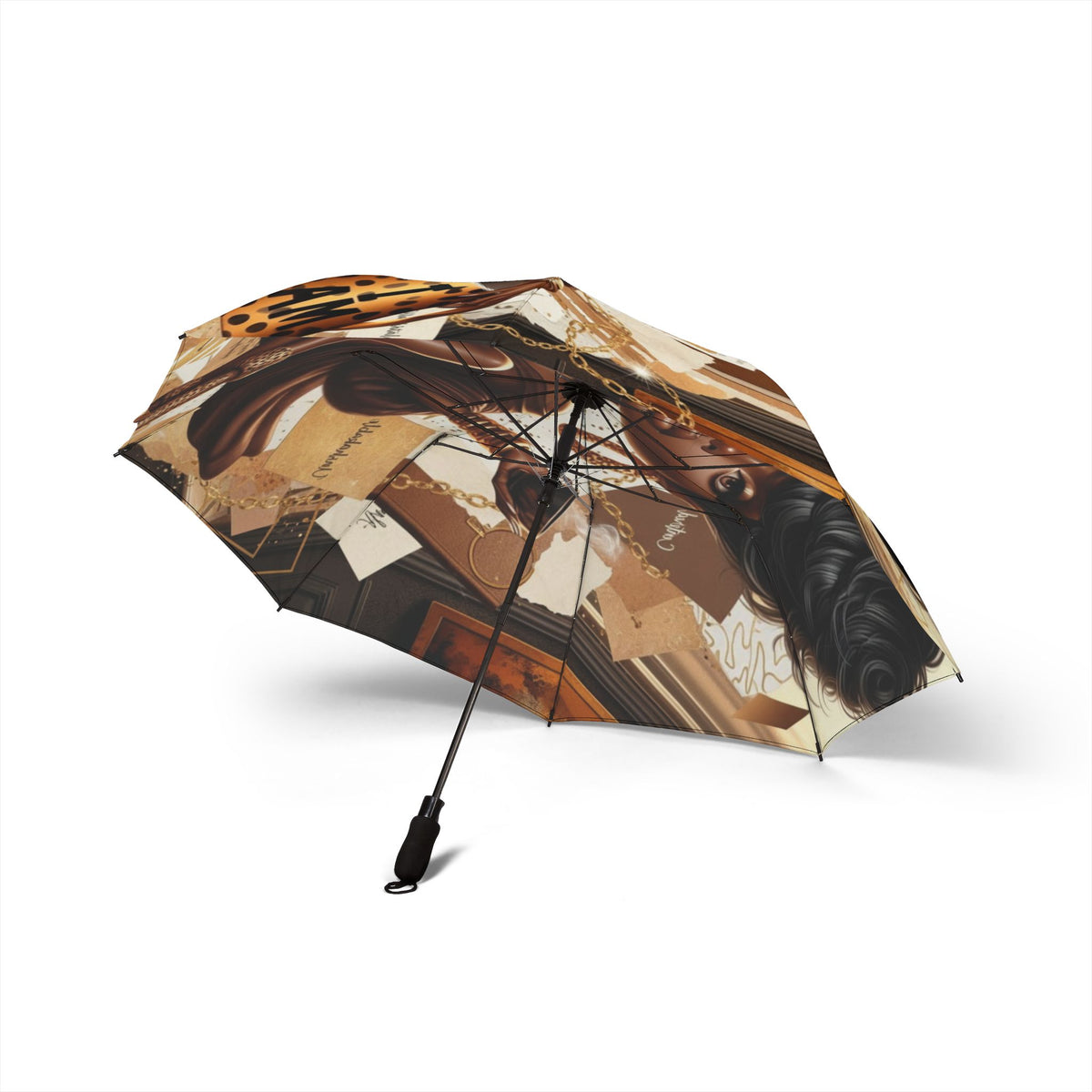 Vintage Pug Portrait Semi-Automatic Foldable Umbrella