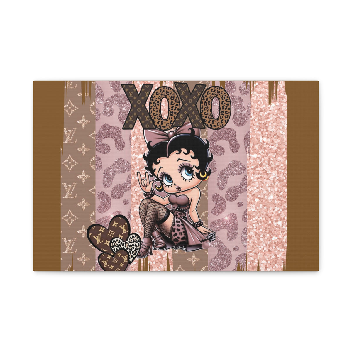 Betty Boop XOXO Leopard Hearts Canvas | Matte Stretched Wall Art