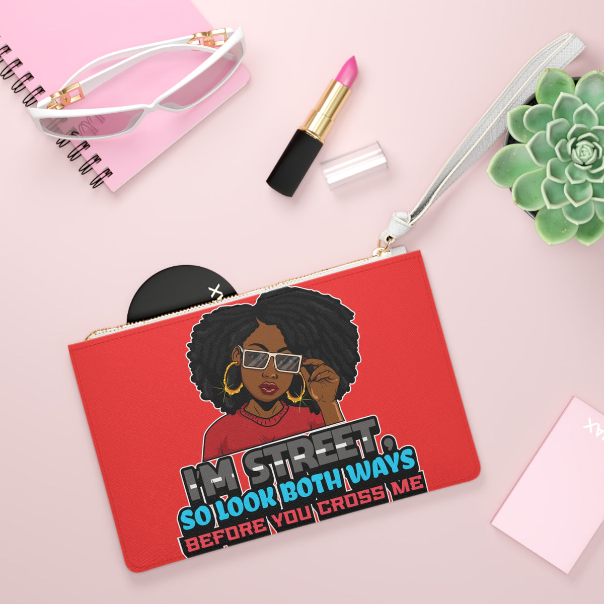 Afro Woman Street Style Quote Clutch Bag