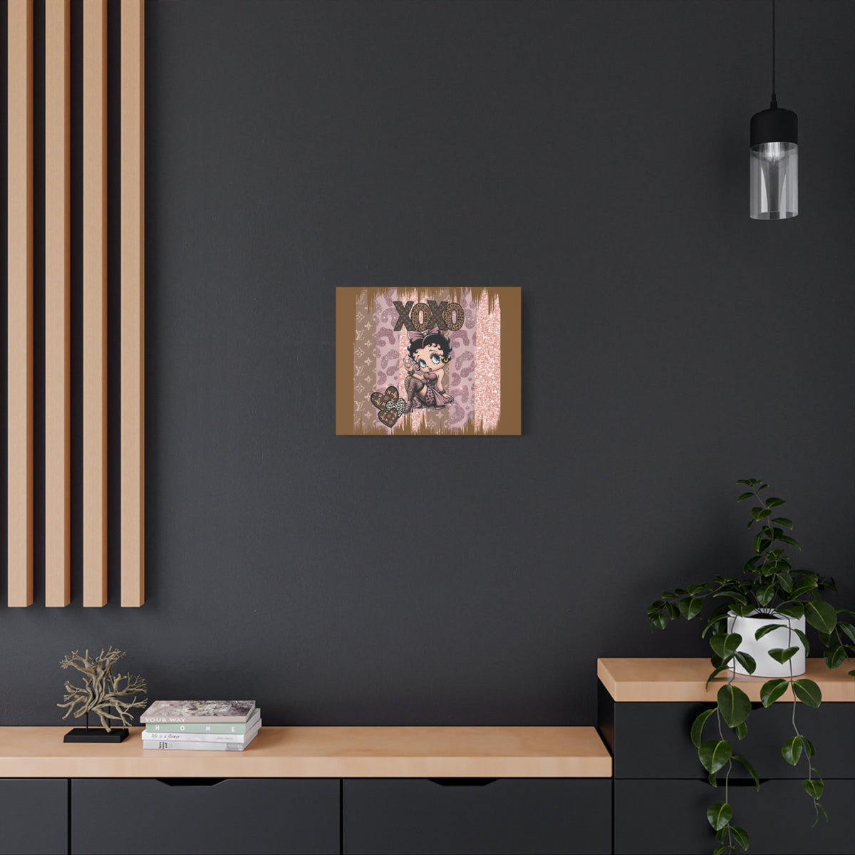 Betty Boop XOXO Leopard Hearts Canvas | Matte Stretched Wall Art
