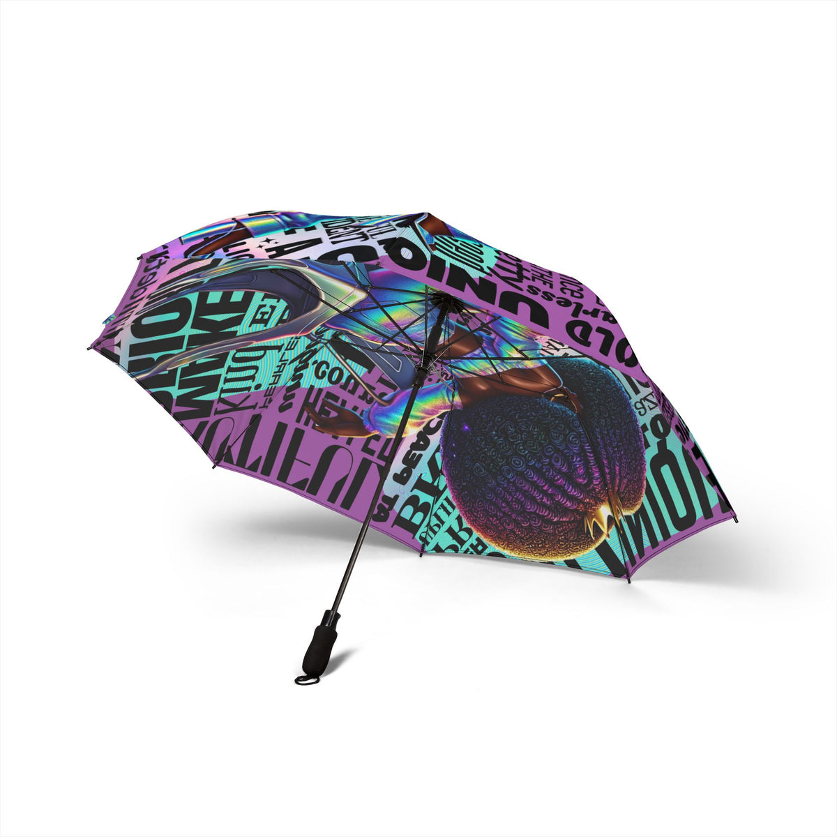Iridescent Beetle Typography Umbrella | Foldable Rain Umbrella
