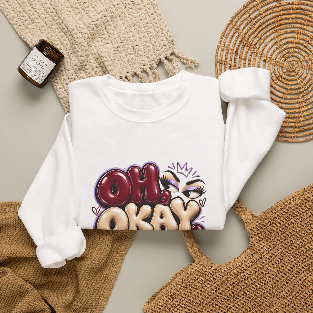 Oh Okay Funny Sarcastic Quote Crewneck Sweatshirt