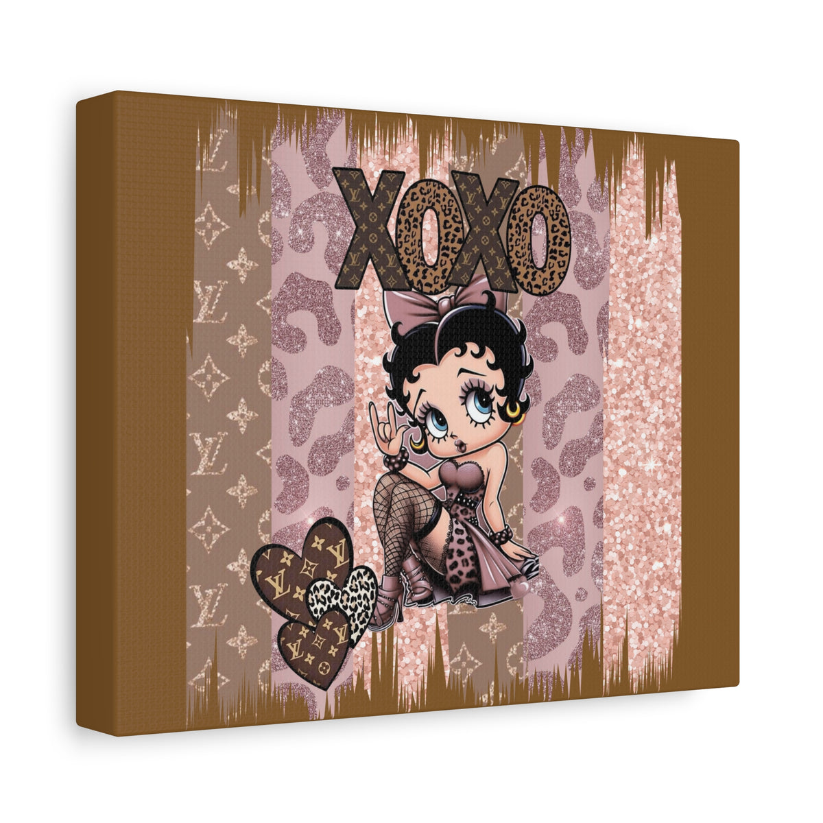 Betty Boop XOXO Leopard Hearts Canvas | Matte Stretched Wall Art