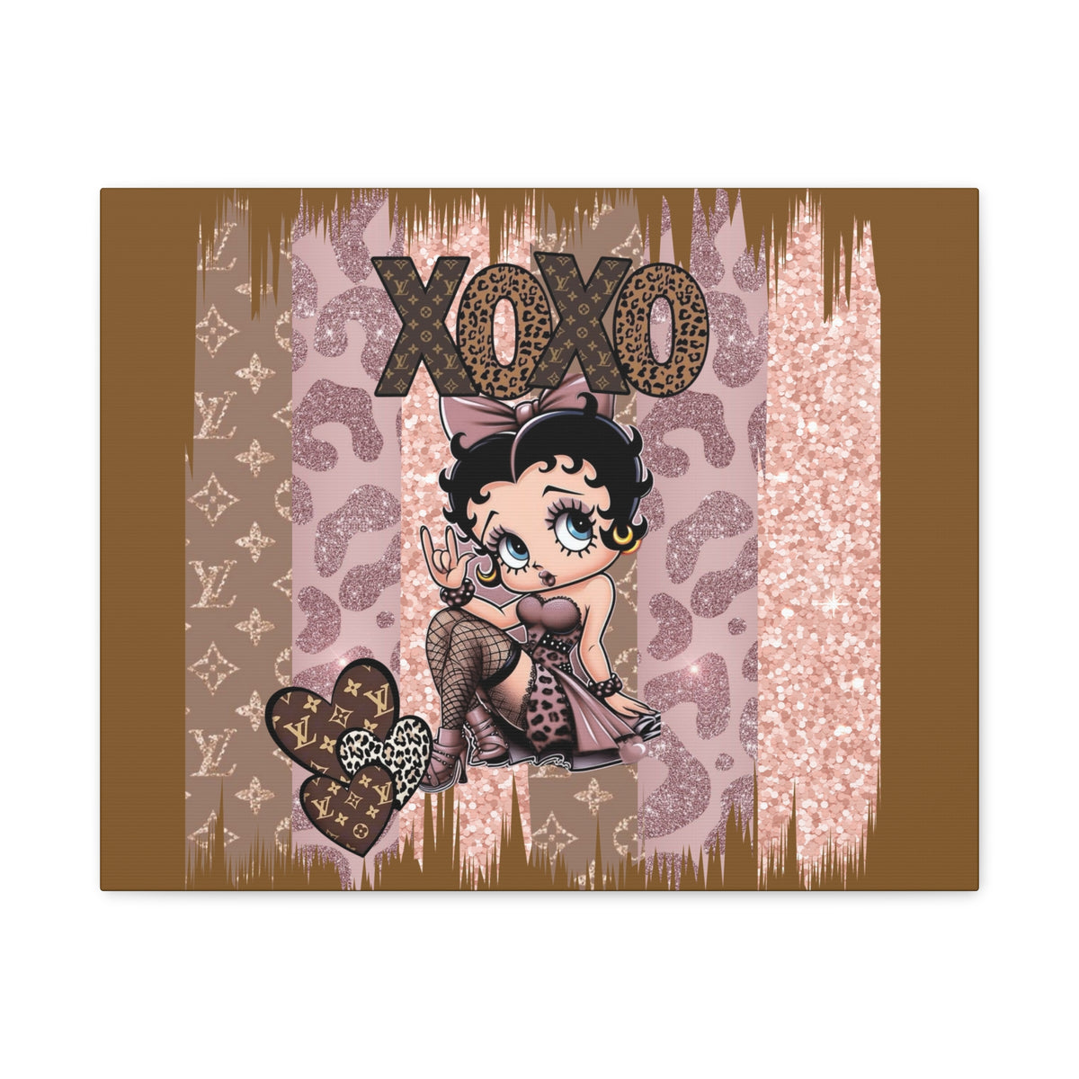 Betty Boop XOXO Leopard Hearts Canvas | Matte Stretched Wall Art