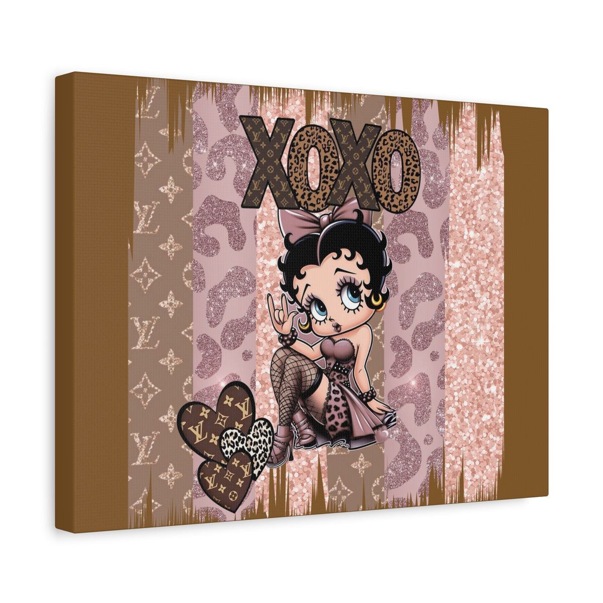Betty Boop XOXO Leopard Hearts Canvas | Matte Stretched Wall Art