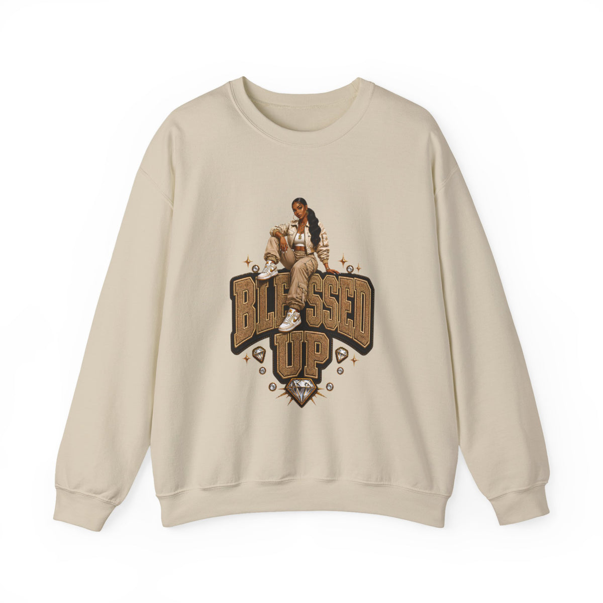 Blessed Up sweatshirt | Hip Hop Prayer Typography Crewneck