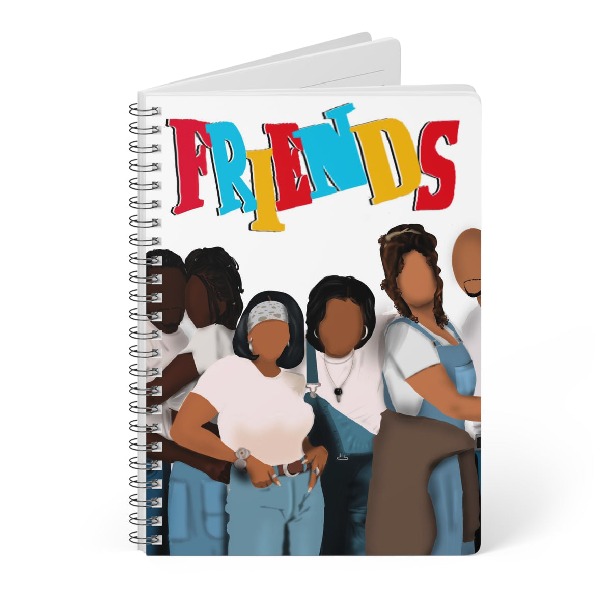 Friends group illustration Wirobound Softcover Notebook | A5 spiral journal