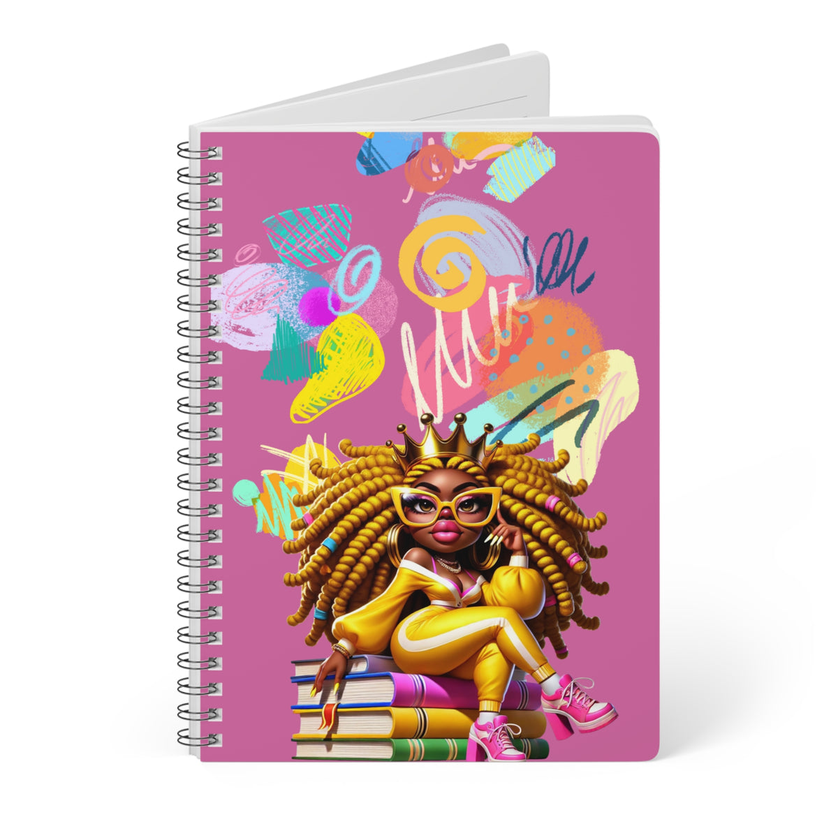 Afro Queen Illustration Wirobound Notebook | A5 Spiral Journal