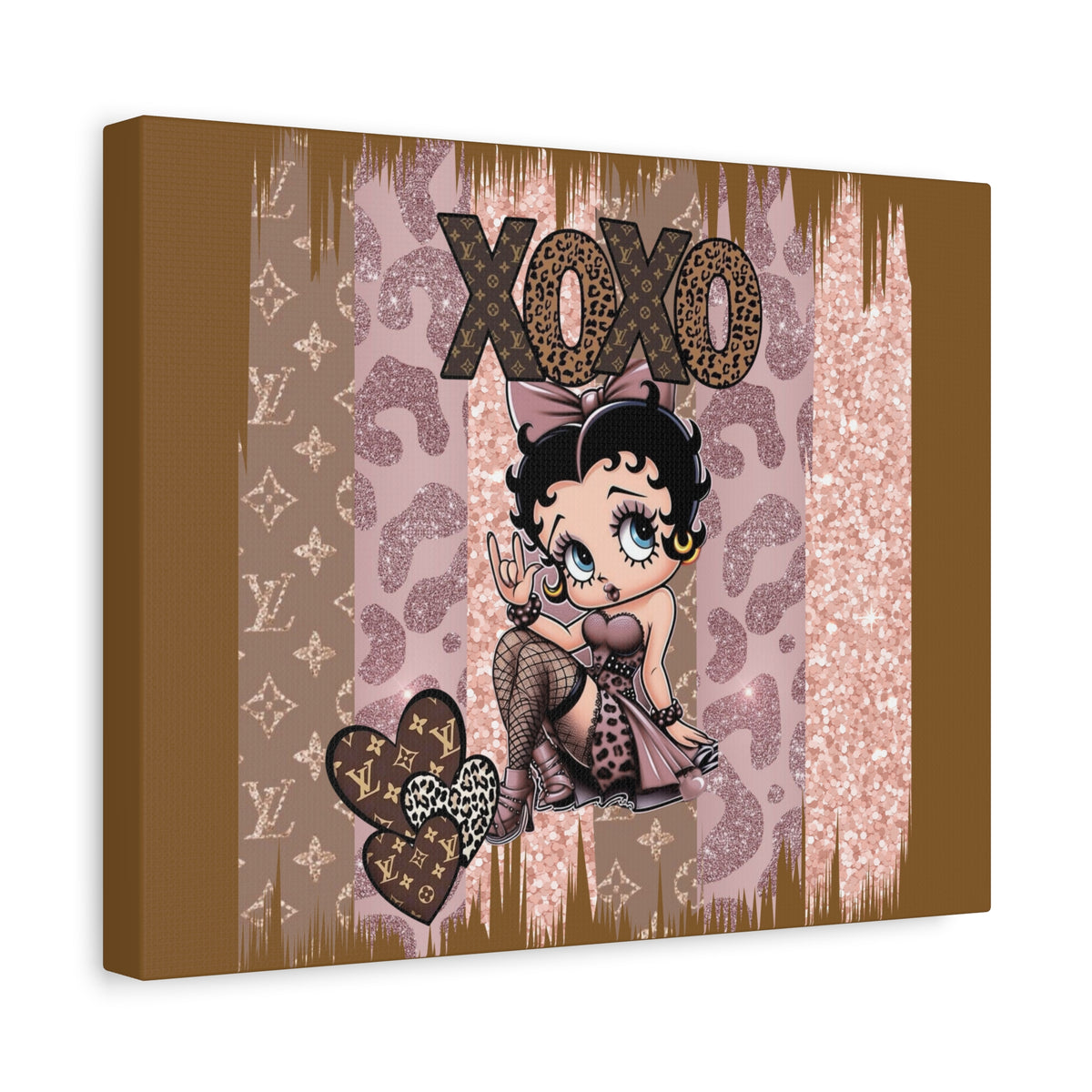 Betty Boop XOXO Leopard Hearts Canvas | Matte Stretched Wall Art