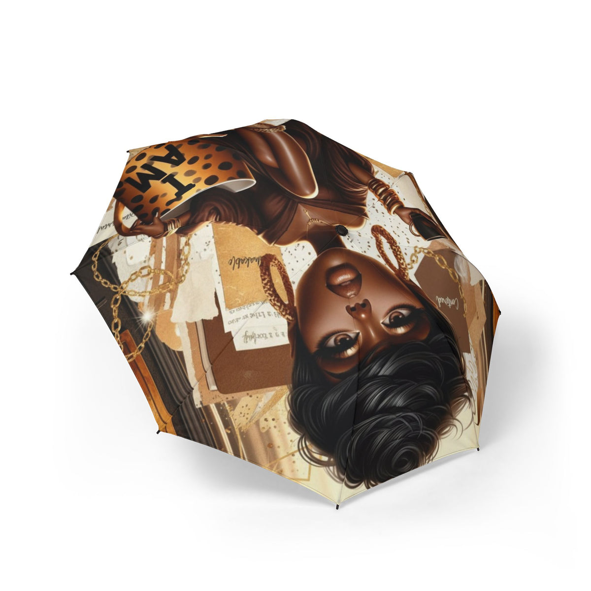 Vintage Pug Portrait Semi-Automatic Foldable Umbrella