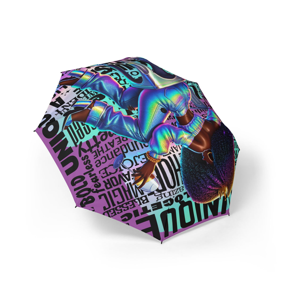 Iridescent Beetle Typography Umbrella | Foldable Rain Umbrella