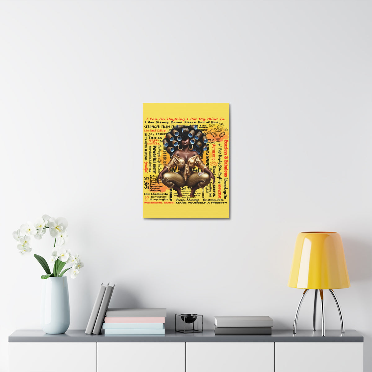 Afro Queen Affirmations Stretched Canvas | Inspirational Black Woman Wall Art