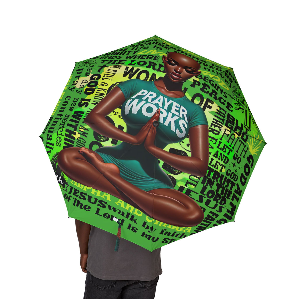 Prayer Works umbrella | Foldable rain umbrella with inspirational typography